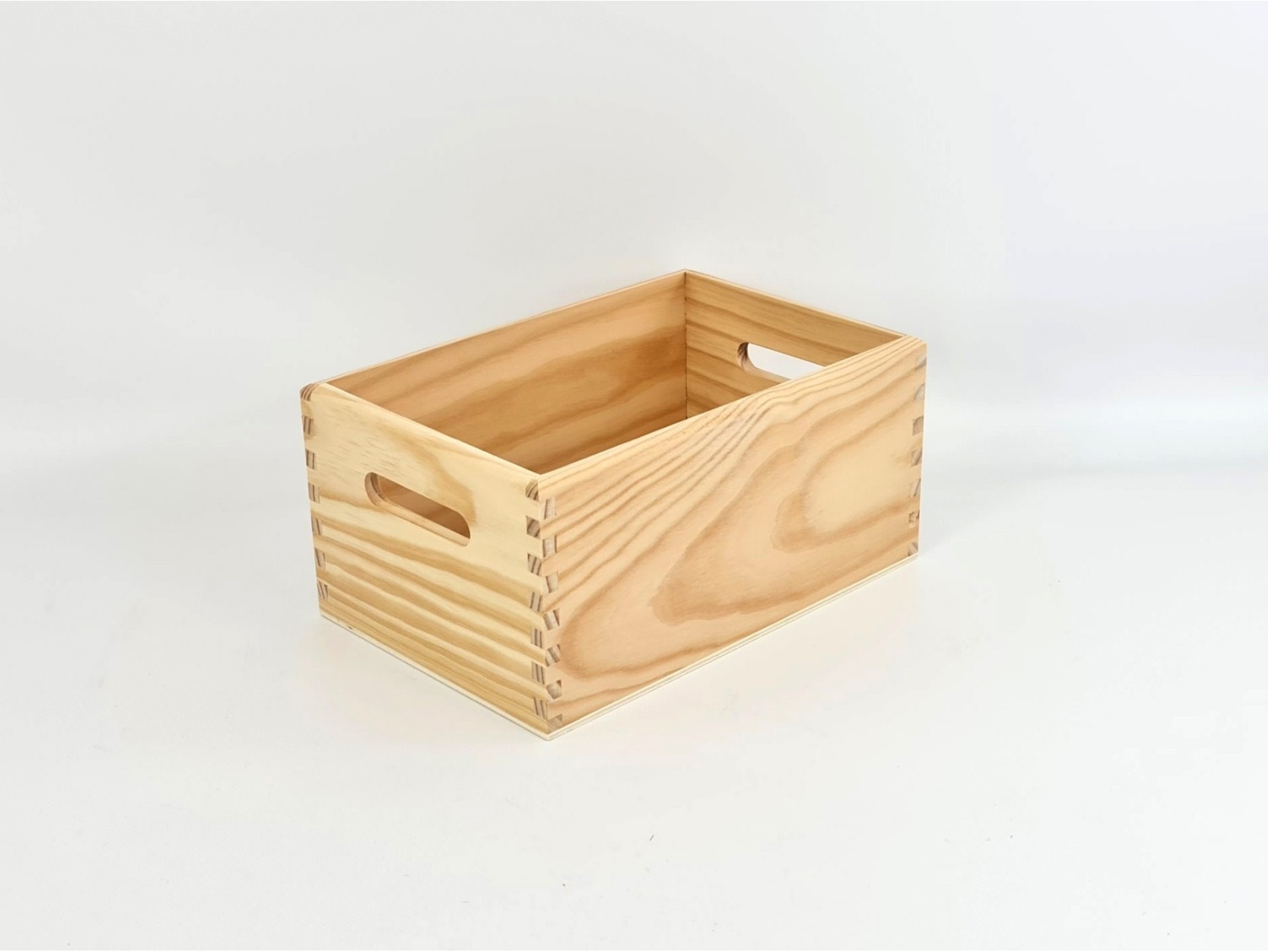 Caja Cesta de madera 3 listones 30x21x10 cm. c/asas Ref.AR16311
