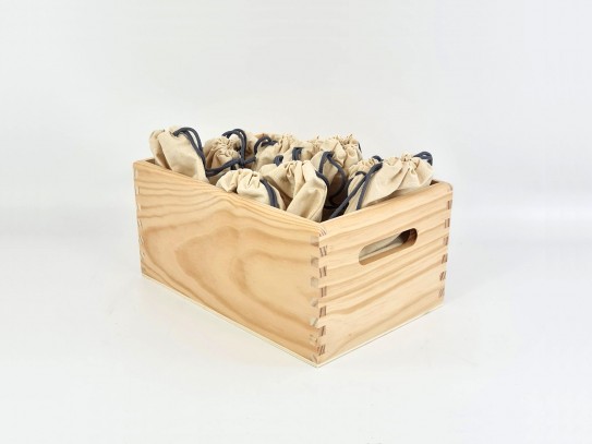 Bandeja Caja de madera pino 30x20x14,5 cm. c/asas Ref.PC94P