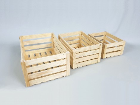 Caja Cesta de madera pino 3 medidas  Ref.A362517