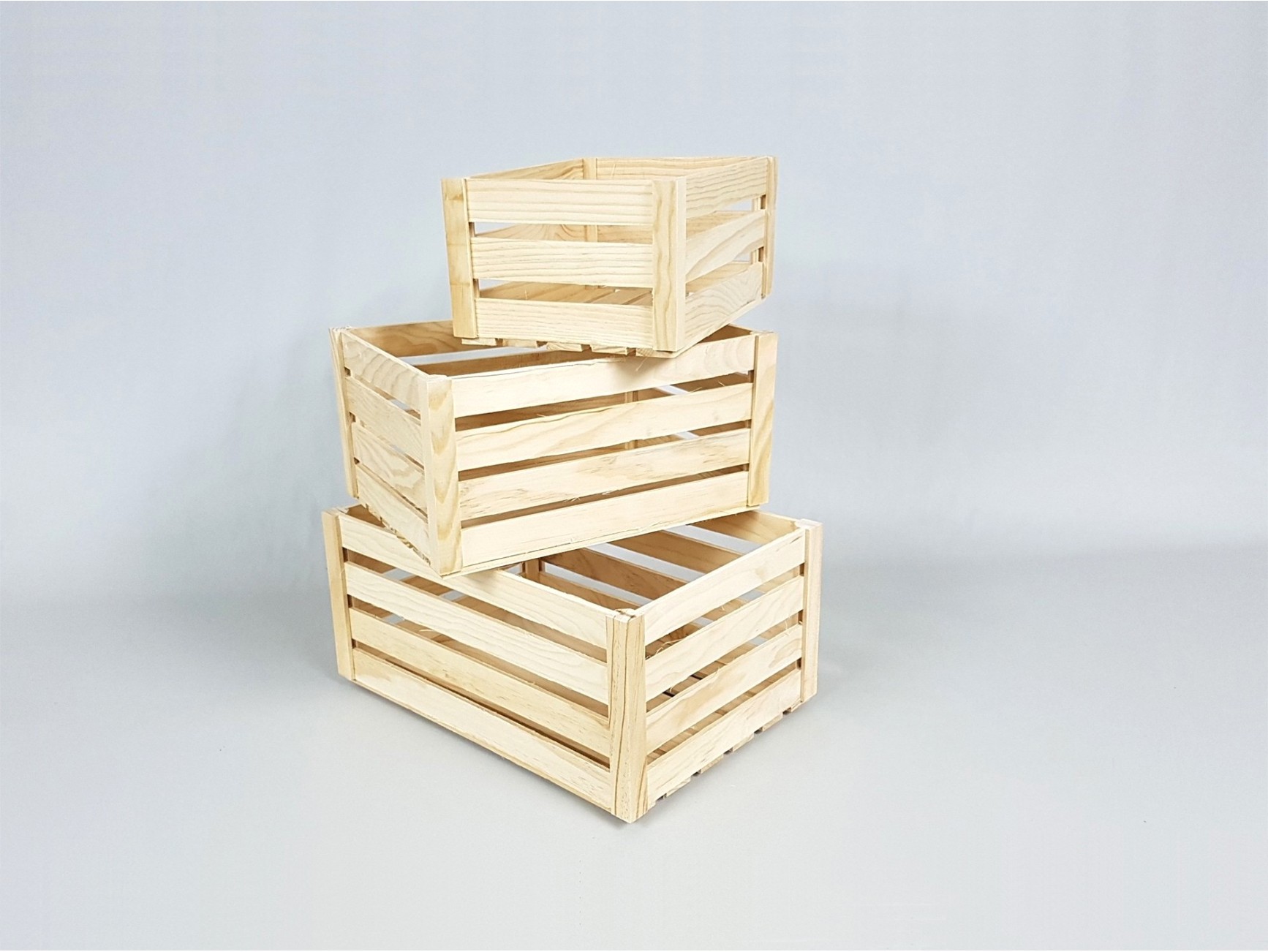 Caja Cesta de madera pino 3 medidas Ref.A362517 - Mabaonline