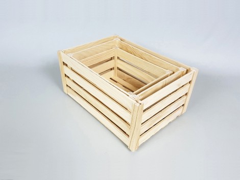 Caja Cesta de madera pino 3 medidas  Ref.A362517