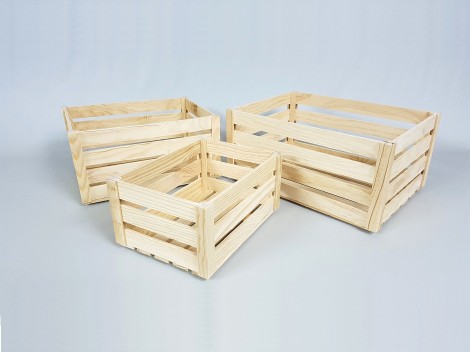 Caja Cesta de madera pino 3 medidas  Ref.A362517