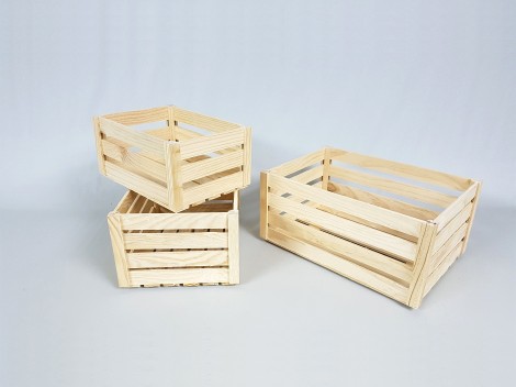 Caja Cesta de madera pino 3 medidas  Ref.A362517