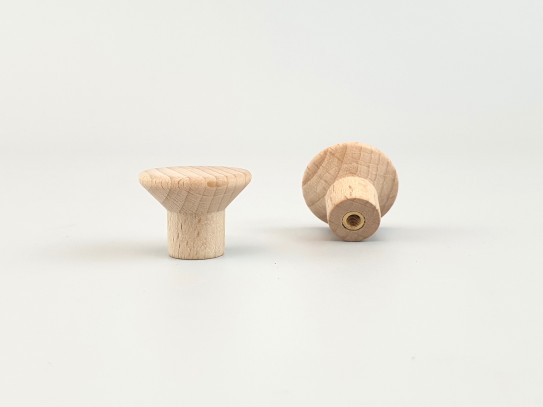 Beech knob handle Ø2.5 cm. with nut Ref.16