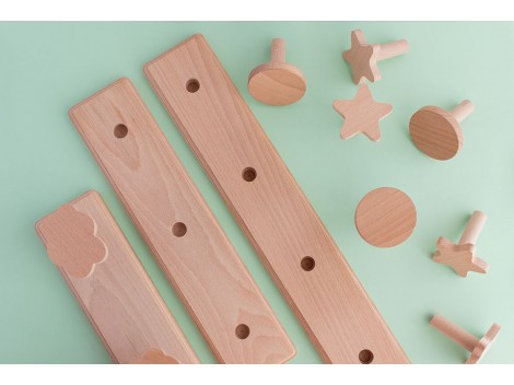 Perchero pared Natural 2, 3 y 4 colgadores Estrellas Ref.855E