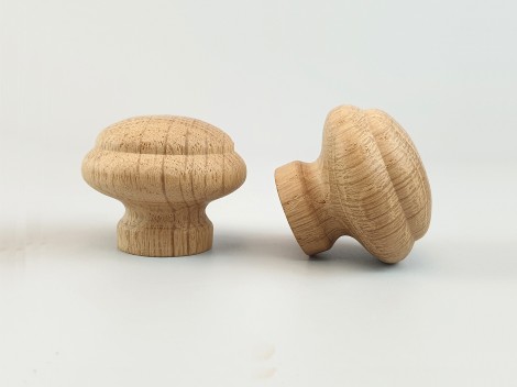 Beech and oak knob handle Ø4 cm. with nut Ref.14