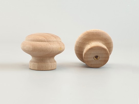 Beech and oak knob handle Ø4 cm. with nut Ref.14