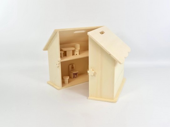 Wooden dollhouse with furniture Ref.AR15702