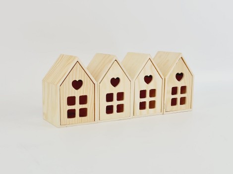 Caja casita de madera c/ventanas Ref.PCP1