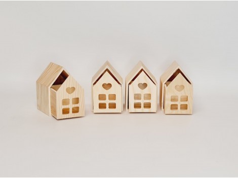 Caja casita de madera c/ventanas Ref.PCP1