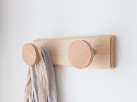 Natural wall coat rack 2, 3 and 4 hangers Circle Ref.855R