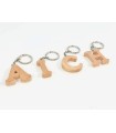 Beech wood keychain with initial 4 cm. Ref.PLF2C