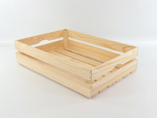 Natural wood basket box 60x40x14 cm. Ref.AT11318