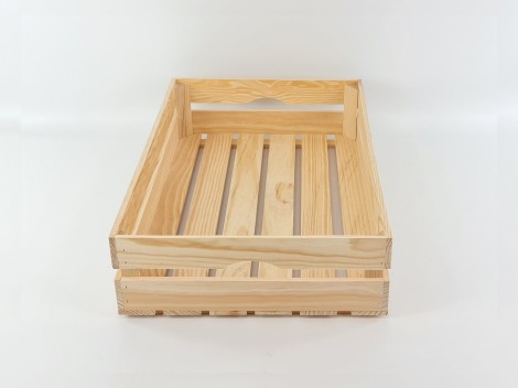 Caja cesta madera natural 60x40x14 cm. Ref.AT11318