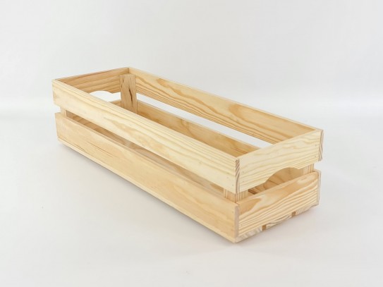 Natural wood basket box 60x20x14 cm. Ref.AT11308