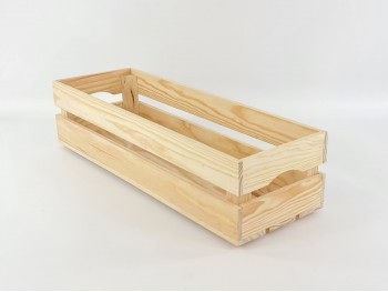 Caja cesta madera natural 60x20x14 cm. Ref.AT11308