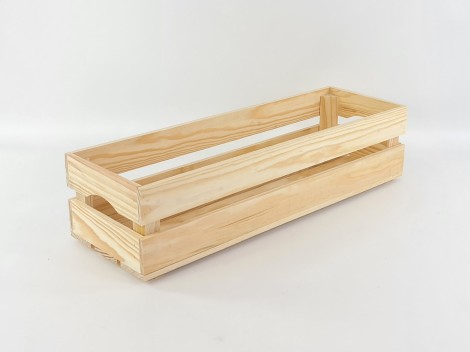 Caja cesta madera natural 60x20x14 cm. Ref.AT11308
