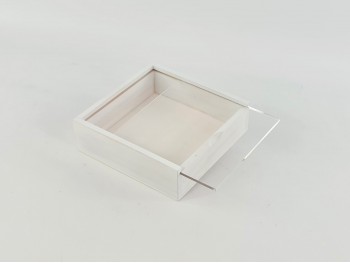 Caja de madera Blanca 17,5x17,5x5,5 cm. c/tapa metacrilato Ref.P00CF3BM