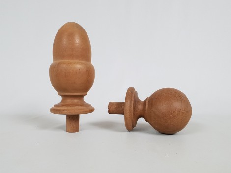 Top Ball and Pineapple Sapelly wood Ø6,5 cm. Ref. 354