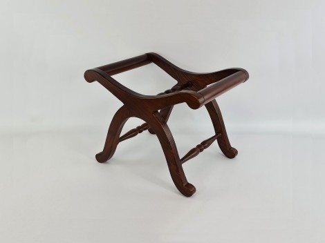 Walnut color varnished wooden footstool Ref. 26321