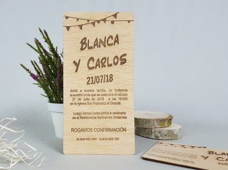 Invitaciones de madera Banderín MOD.3
