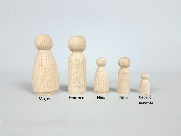 Muñecos familia de madera Ref.PegDolls