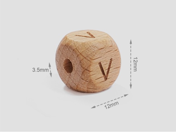Cuentas de madera haya con abecedario grabado 100pcs. Ref.RBA0026