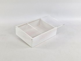 Caja de madera pino Blanca 23,5x18,5x7 cm. con tapa metacrilato Ref.PF1520BM