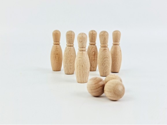 Natural wood mini bowling pins 5.5 cm. Ref.CCTL50