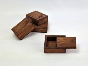 Caja de madera Envejecida  9x7x3,5 cm. c/tapa corredera Enrasada Ref.P1003