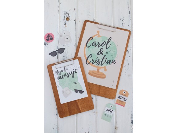 Wooden Menu Letter with flat clamp 3 measures Ref.PPE