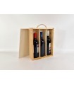 Caja madera pino 3 Botellas de vino Tapa Corredera Marco Ref.3PBotTC