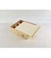 Pine wood box for 3 wine bottles Sliding lid Frame Ref.