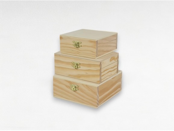 Caja de madera c/bisagra y broche clásico varias medidas Ref.P35C61
