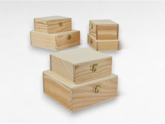 Caja de madera c/bisagra y broche clásico varias medidas Ref.P35C61