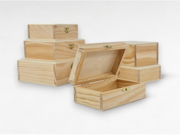 Caja de madera c/bisagra y broche clásico varias medidas Ref.P35C61