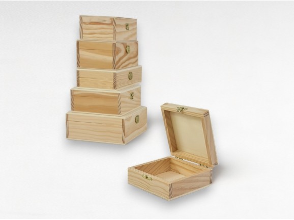 Caja de madera c/bisagra y broche clásico varias medidas Ref.P35C61