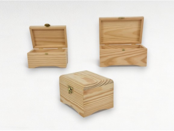 Small wooden trunk box with feet 3 sizes Ref.P107P