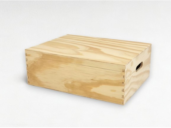 Caja de pino 30x20x14,5 cm. c/bisagras y asas Ref.PC94P1