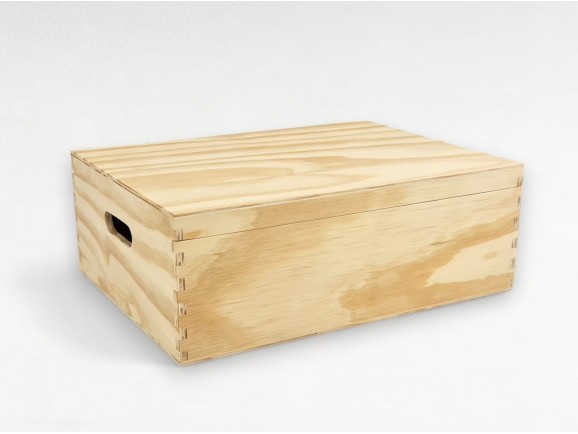 Caja de pino 30x20x14,5 cm. c/bisagras y asas Ref.PC94P1