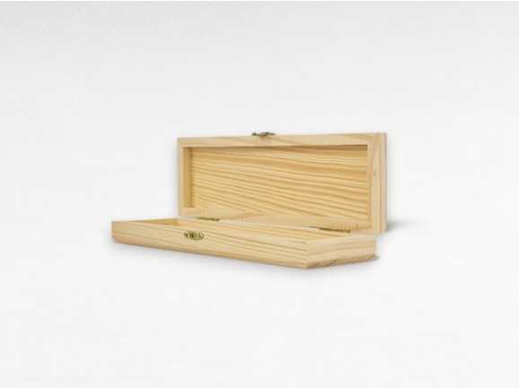 Caja de madera pino 20x6x3 cm. c/bisagra y broche Ref.AR15332