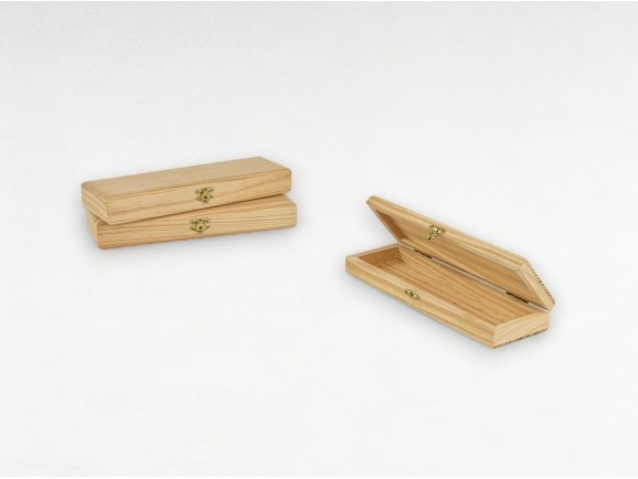 Caja de madera pino 20x6x3 cm. c/bisagra y broche Ref.AR15332
