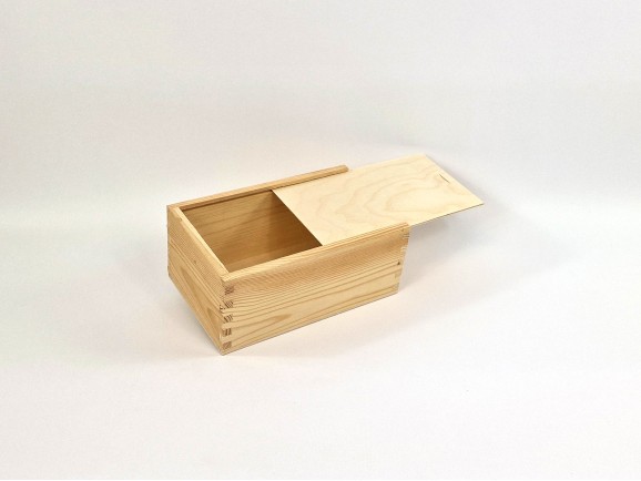 Caja de madera pino 24x15x11 cm. c/tapa corredera Ref.DRPZ310