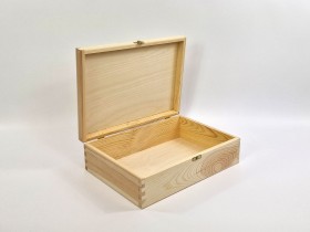 Caja de madera pino 34x25x10 cm. c/bisagra y broche Ref.DRPZ200