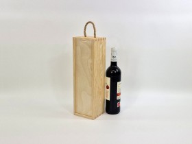 Pine wood box 1 Bottle of cava with sliding lid Ref.DRSW231