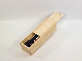 Pine wood box 1 Bottle of cava with sliding lid Ref.DRSW231