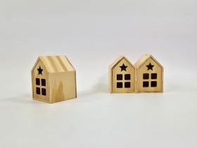 Caja casita de madera estrella c/ventanas Ref.PCP1E