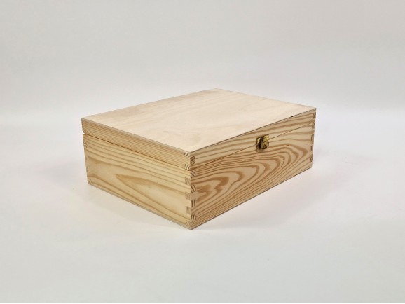 Caja de madera pino 30x23,5x11 cm. c/bis,broche y divisiones Ref.DRPZ290