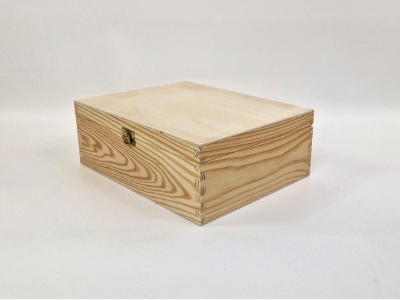 Caja de madera pino 30x23,5x11 cm. c/bis,broche y divisiones Ref.DRPZ290