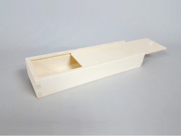 Caja de madera 26x8x4 cm. Machihembrada c/tapa corredera Ref.P1028M